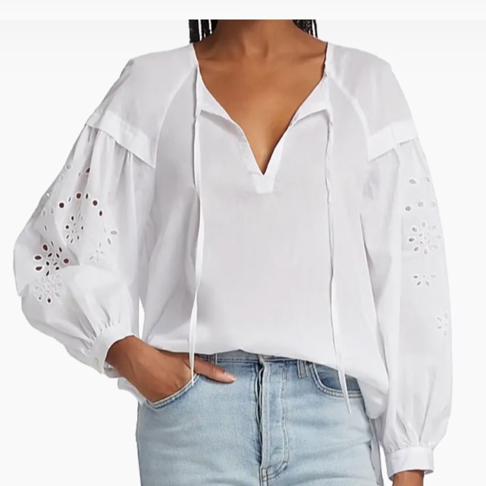 Rails White Eyelet Blouse
